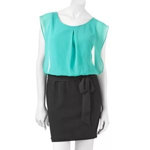 Candie's Green and Black Dress With Tie Belt Size Small